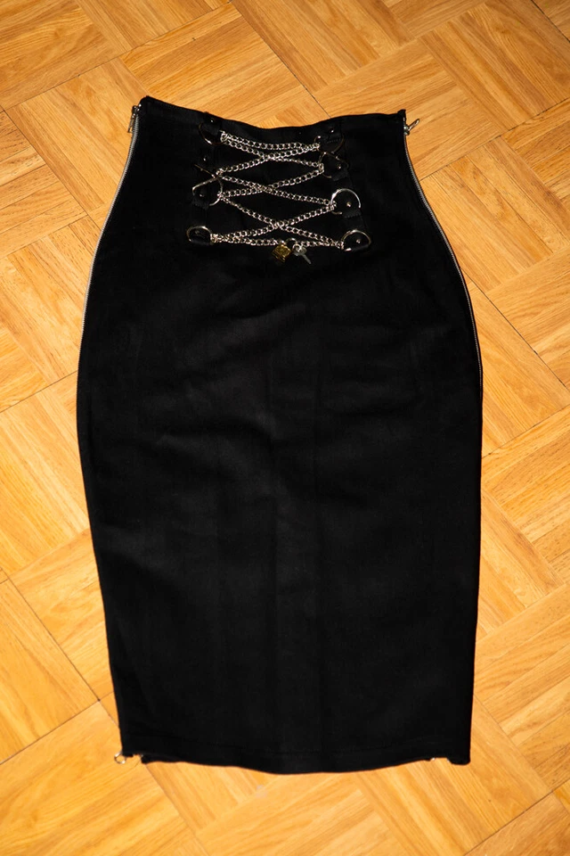 Switchblade Stiletto Chain Cyber Gothic Punk Rocker Clubwear Rocker Biker Skirt - Image 4 of 4