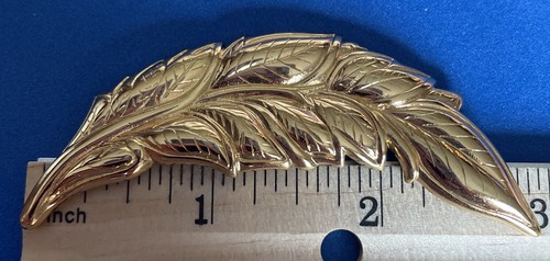 Brooch Pin Signed Monet GoldTone Leaves Feather 3” B19 - Bild 10 von 10