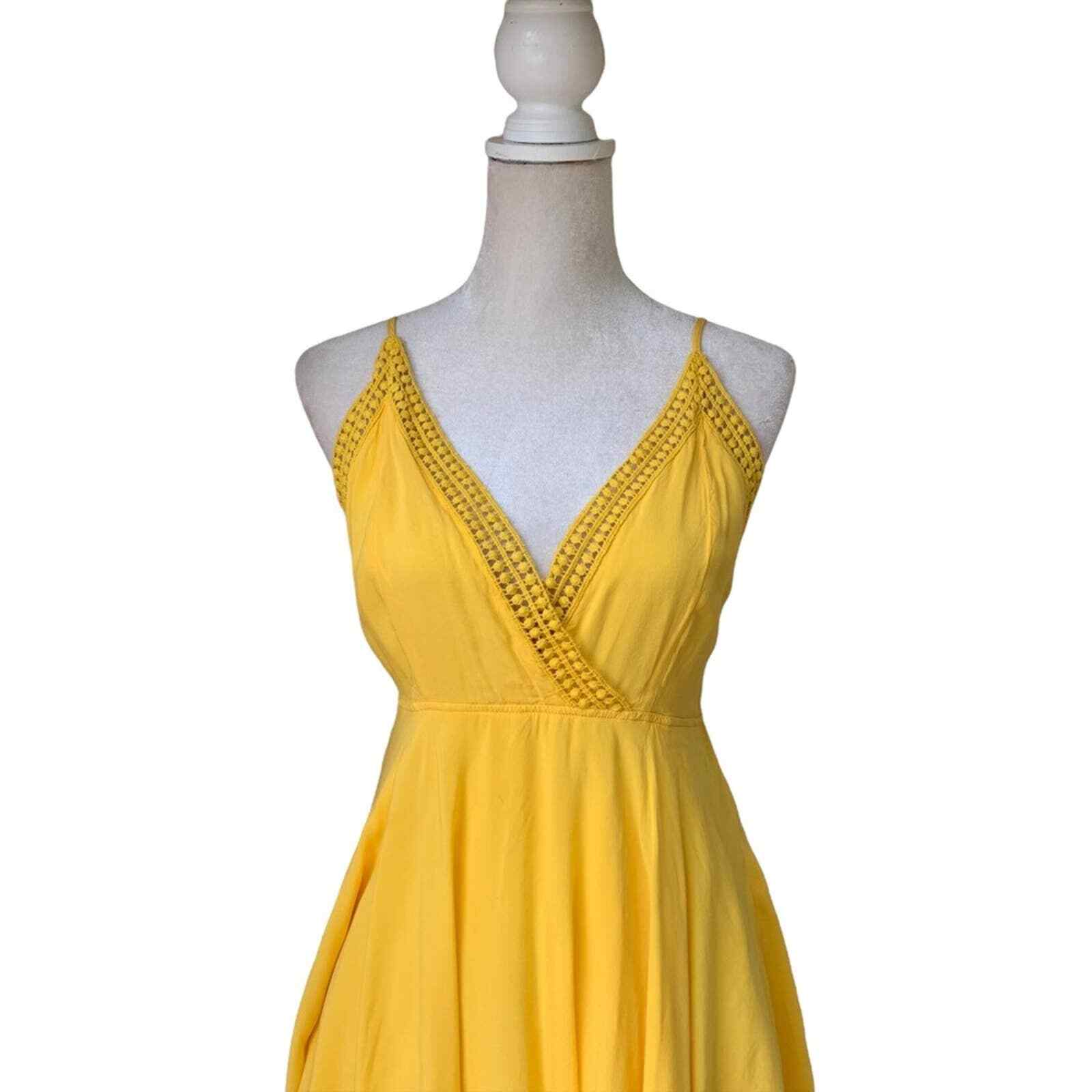 FOREVER 21 solid yellow open back mini dress sz L | eBay