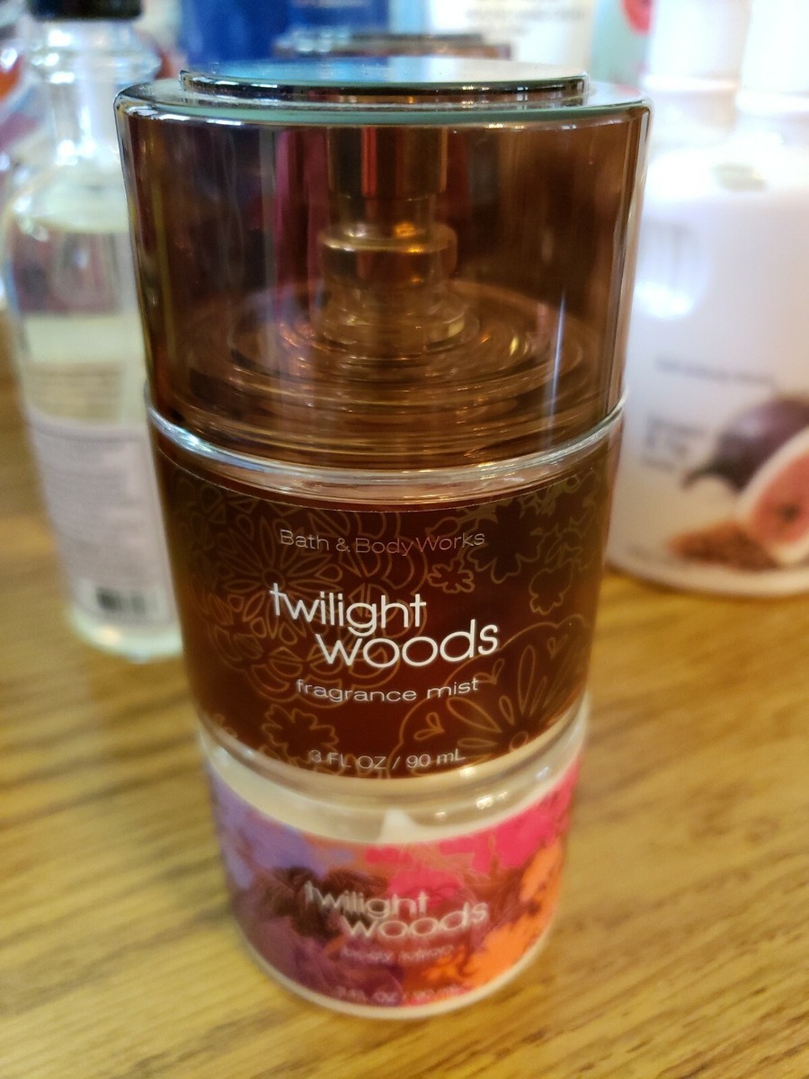 Bath Body Works Twilight Woods Body Lotion/ Fine Fragrance Mist Tubs  each