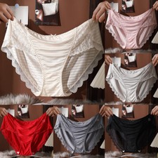 Plus Size Women's High Waist Sheer Floral Briefs Lace Panties Lingerie Underwear