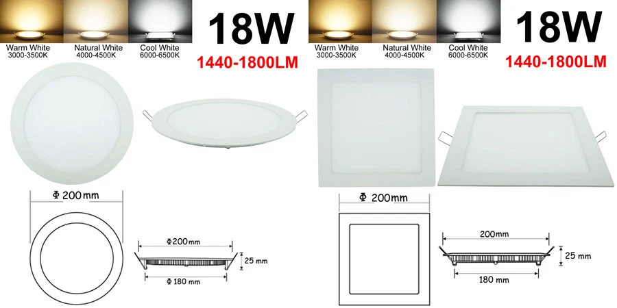 Dimmable Recessed LED Panel Light 9W 12W 15W 18W 21W Ceiling Down Lights Lamp - Image 3 of 4