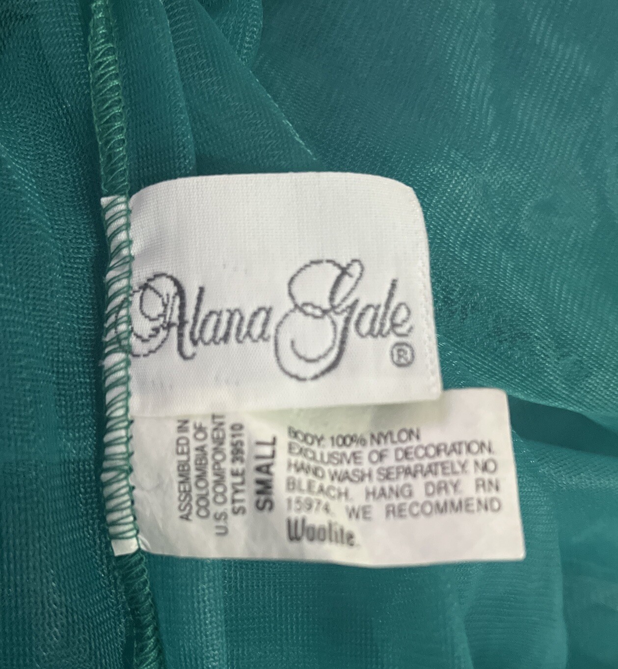 Vintage Alana Gale Green Sheer Chiffon Short Peignoir Cover-up