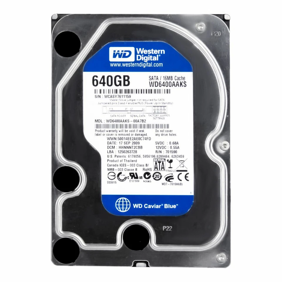 Hard Drive WD Caviar Blue WD6400AAKS 640GB 7200U/Min 16MB SATA II 3.5 " Inch - Image 4 of 4