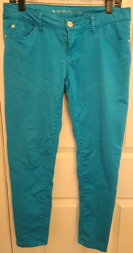 Celebrity Pink Sz 7 Jeans Jeggings Turquoise Blue Ankle Length Cotton Stretch - 第 1/4 張圖片