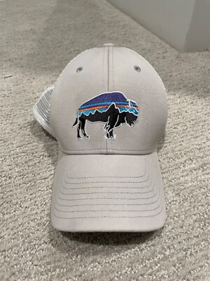 Patagonia Trucker Hat Snap Back Mount Fitz Roy Bull Logo Offwhite