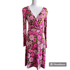 Lilly Pulitzer Vintage 90s White Label Floral Faux Wrap Midi Dress sz 6
