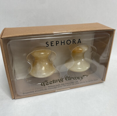 SEPHORA Feeling Groovy Yellow Jade Eye Message Set Cooling 2 Stones Gift Mask