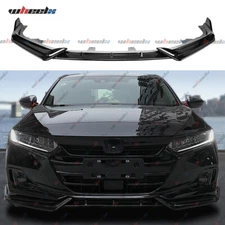 FOR 2021-2022 HONDA ACCORD V STYLE 3PCS GLOSS BLACK FRONT BUMPER LIP SPLITTER