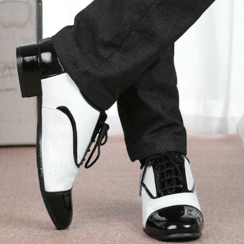 Hommes Bal Danse Chaussures Cuir Latin Valse Tango Talon Bas Respirant Doux Neuf - Photo 4/4