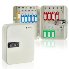 Key Lock Box – 30 Key Hooks Wall Mounted Key Cabinet Lock Box Car Keys Holder...