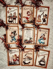 9 Thanksgiving Kids Vintage Gift Hang Tags Scrapbook Parties Junk Journals 126R