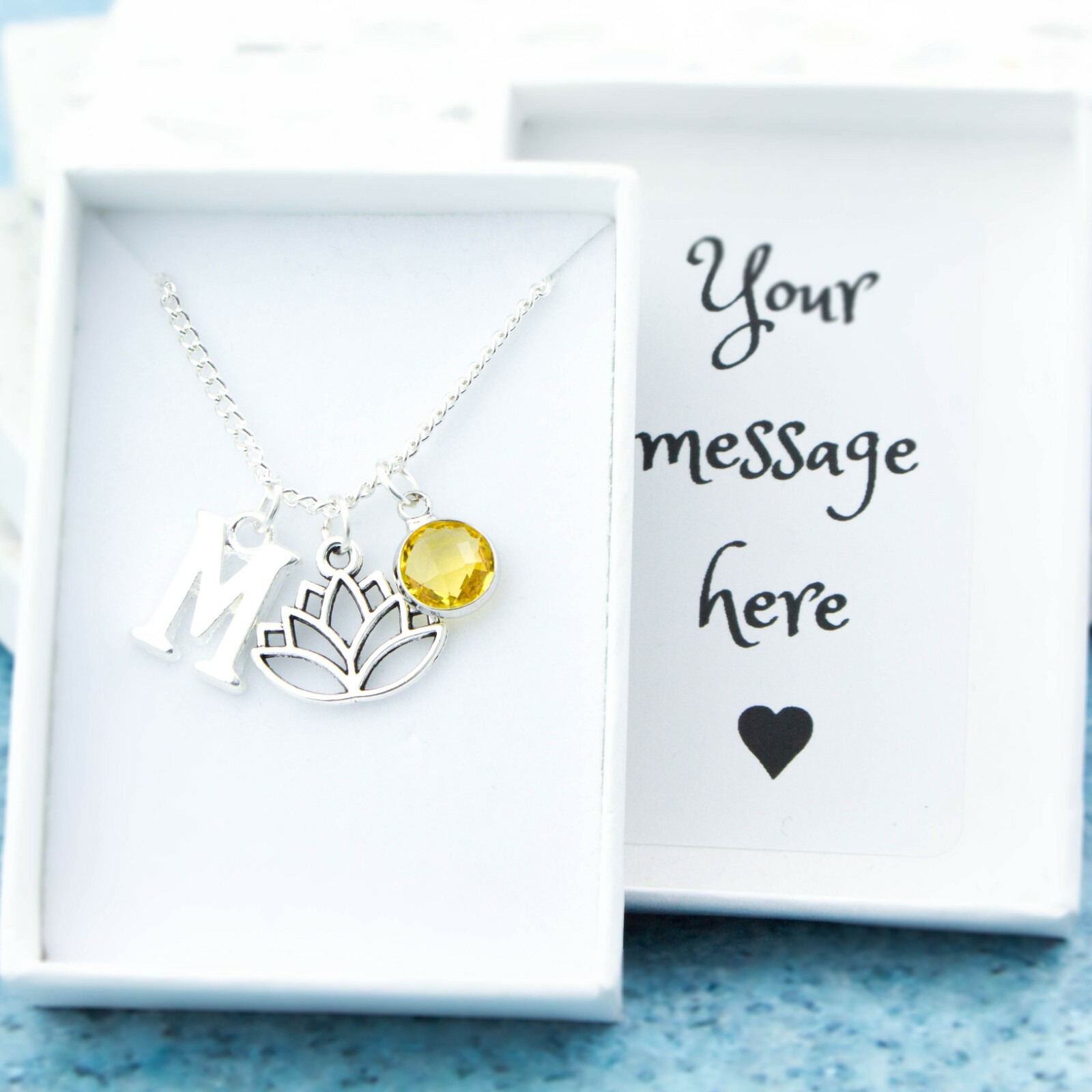 Lotus Necklace, Personalised Gift, Gifts for Yoga, Namaste Necklace, Zen Gifts