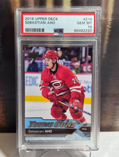 Sebastian Aho Young Guns rookie card #210 2016 - 17 Upper Deck series 1. rookie card picture