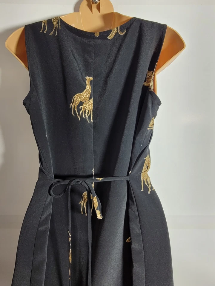 Mujer De Colección Talla 10 Betsy's Things Vestido Remoto Sin Mangas Jirafa Tigres Negro  Foto 3 de 4