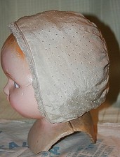 Antique Ivory Silk Lace Trimmed Baby/Doll Hat