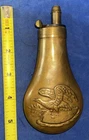 Antique Civil War Era POCKET or CASED PISTOL BRASS POWDER FLASK EAGLE on SHIELD