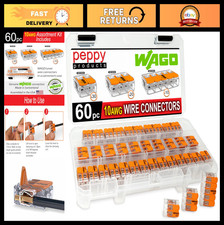 60pc Lever Wire Connector Assortment Kit 10AWG Splicing Nuts for Solid Stran