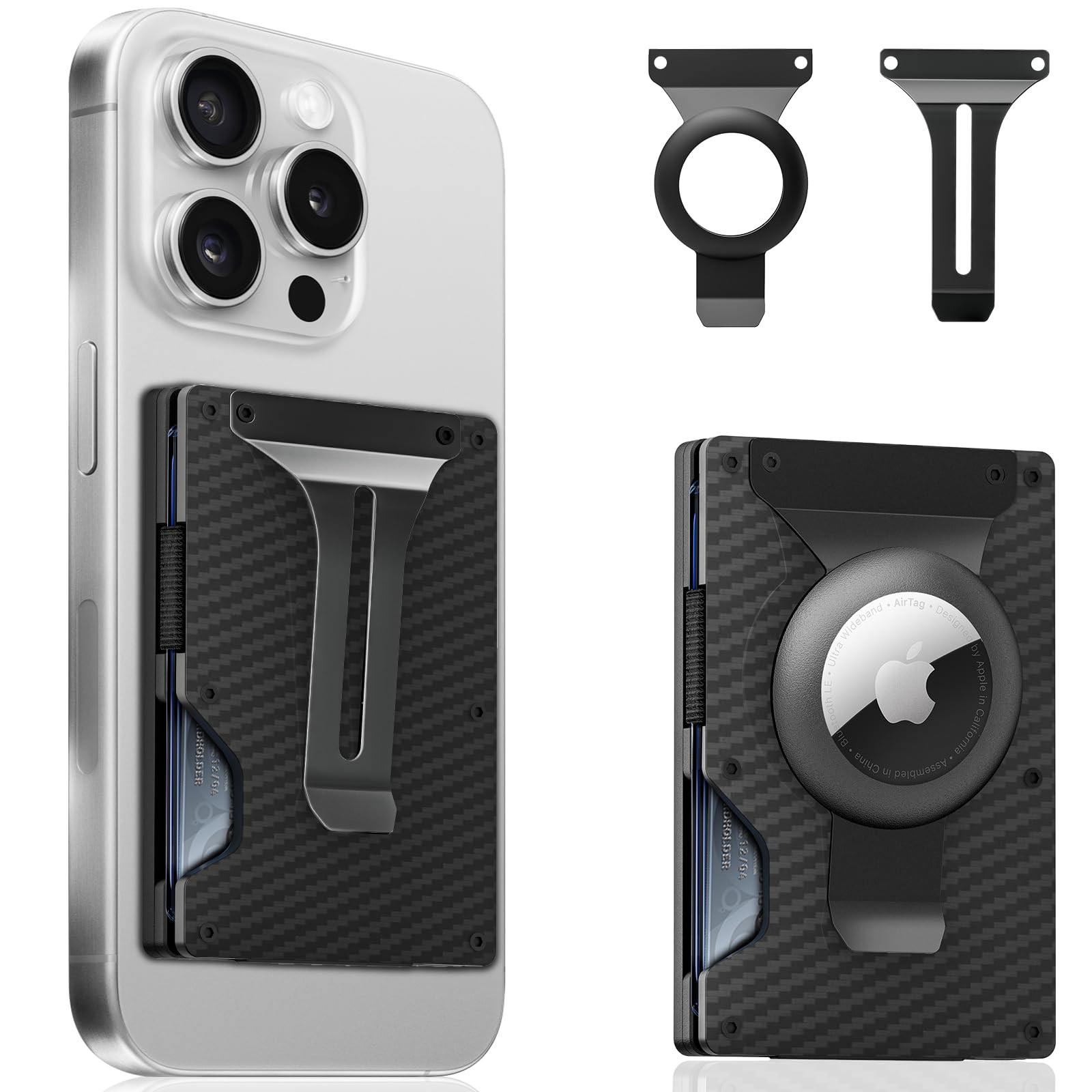 Magnetic Phone Wallet Compatible with Apple MagSafe – Slim Metal Card Holder with AirTag Slot for Secure Storage and Convenience