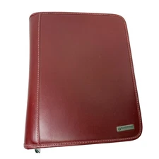 Franklin Covey Red Simulated Leather Classic Size Zipper Binder Address Pages