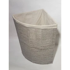 Twisted Rope Hamper Gray corner fabric liner Brightroom