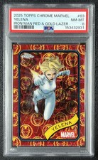 YELENA PSA 8 2025 TOPPS CHROME MARVEL #83 IRON MAN RED GOLD LAZER REFRACTOR /100