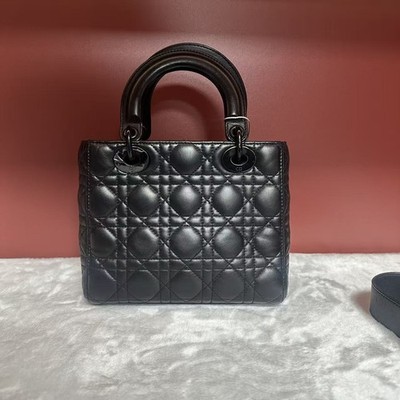 Christian Dior Lady Dior Black Cannage Lambskin Matte Black