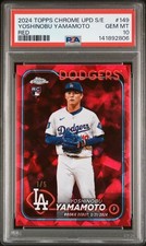 2024 Topps Chrome Update Sapphire YOSHINOBU YAMAMOTO RC Red 1/5 - PSA 10 - POP 1