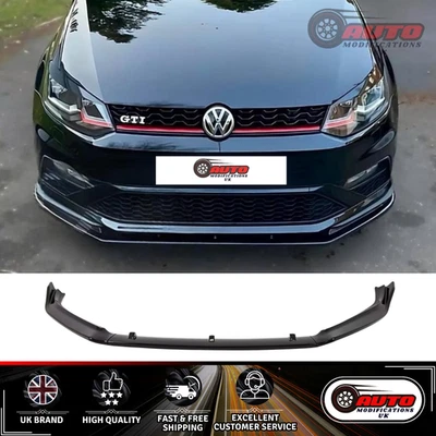 AUTO MODIFICATIONS UK VW Polo MK5 6R 6C GTI R Front Splitter Spoiler Lip Body Kit Gloss Black 2009-17