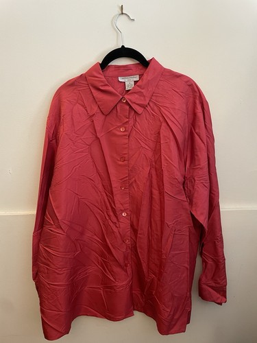 Sutton Studio Woman 100% Silk Pink Button Down Shirt Size 16 - Picture 1 of 3