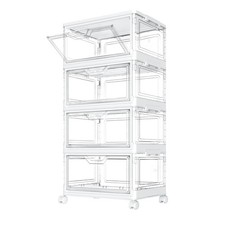 4 Pack Large Plastic Storage Bins with Lid & Wheels, Clear, 23L Each