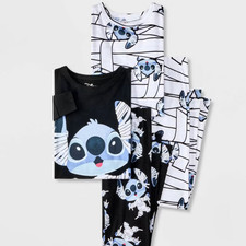 Lilo  Stitch Girls 4pc Long Sleeve Halloween Mummy Pajama Set, Size 4 NWT