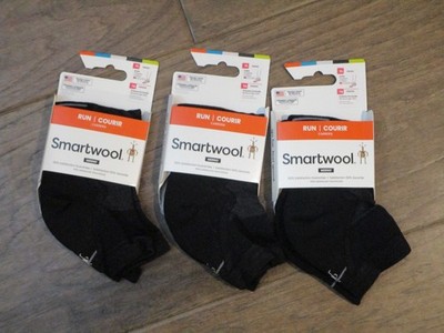 3 PAIRS SMARTWOOL UNISEX  RUN TARGETED CUSHION BLACK ANKLE SOCKS SIZE XL