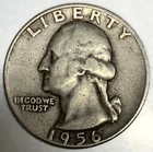 1956 D Washington 90% Silver Quarter Circulated Condition 25c US Coin - 2840