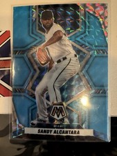 RARE 2022 Panini Mosaic Blue Fluorescent Prism Sandy Alcantara #02/15 Marlins SP