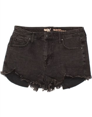 Mossimo Damen Stretch High Waist Denim Hot Pants US 12 Large W31 Grau BE24
