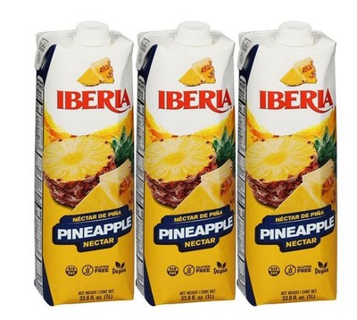 Iberia Pineapple Nectar, 33.8 Fl Oz, (Pack of 3)