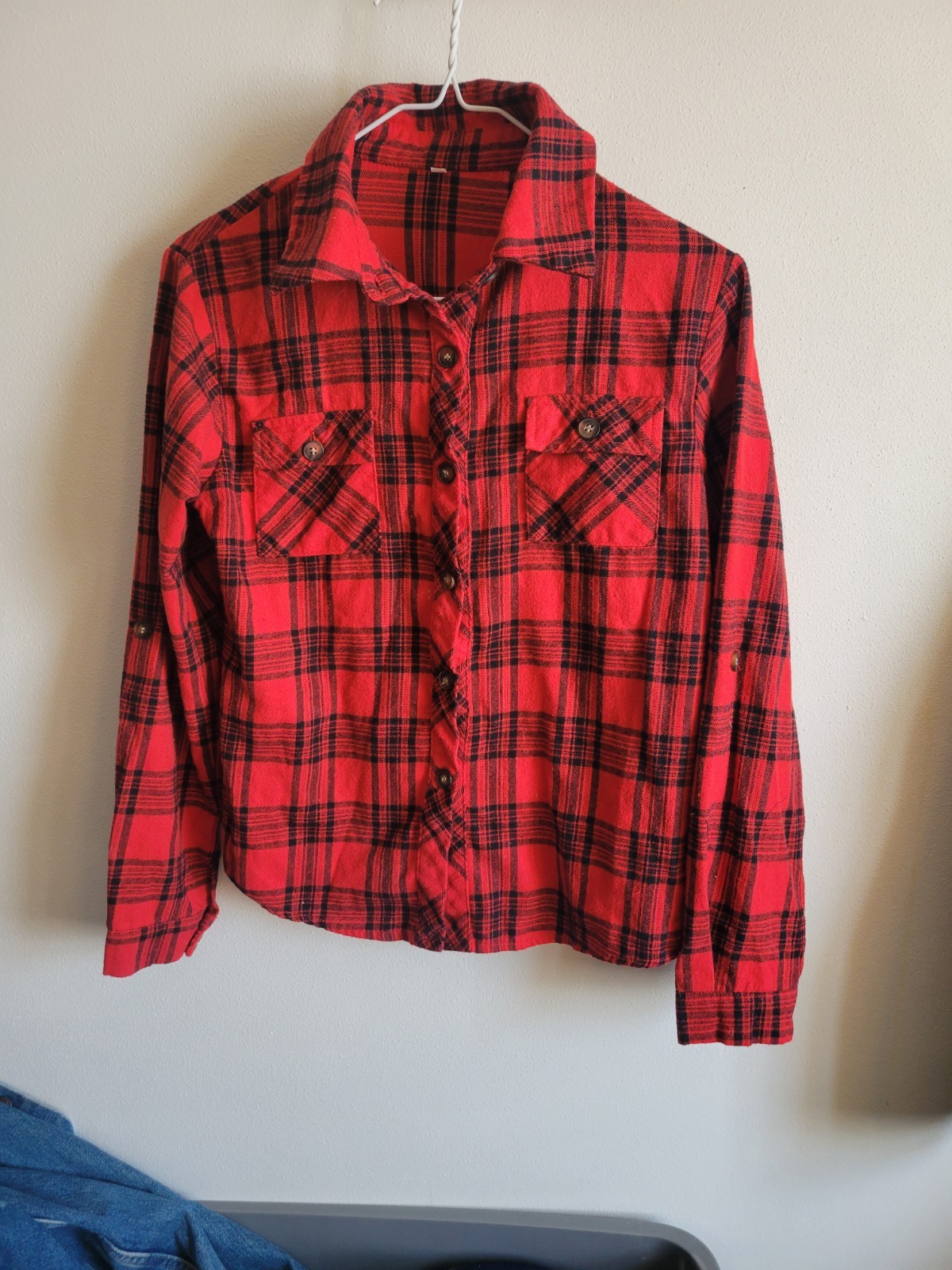 Playboy Patchwork Red Flannel Button Shirt Womens… - image 5