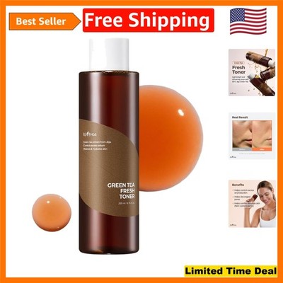 Korean Green Tea Fresh Toner 200ml   Hydrating & Sebum Control for Oily Skin
