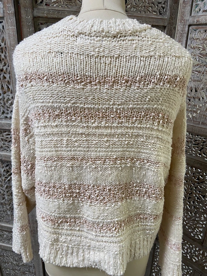 Pull court S marinière bouclette chinée écru beige STRADIVARIUS - Photo 4/4