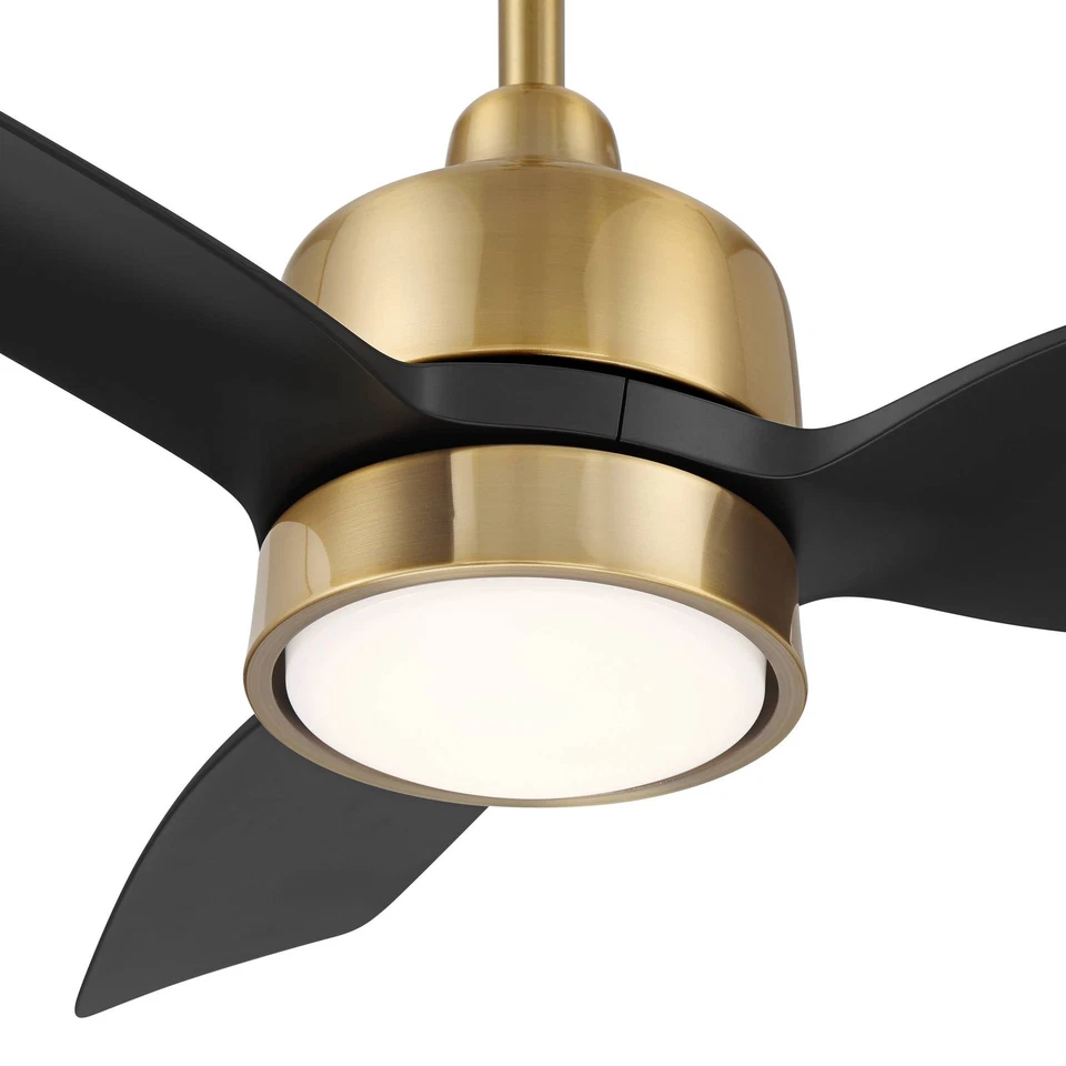 Ventilador de techo húmedo LED de latón y negro 36" Casa Vieja Verdin con control remoto Foto 3 de 4