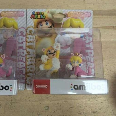 Nintendo Cat Mario Cat Peach Amiibo 2-Pack Super Mario 3D (2 FIGURES IN ONE LOT)