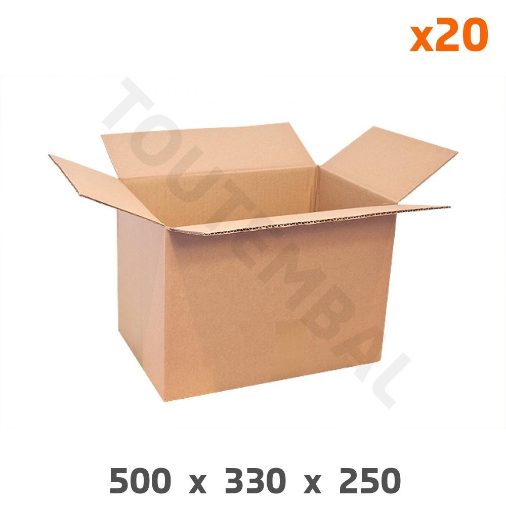 Carton d'emballage anti-écrasement 500 x 330 x 250 mm pour sécuriser l'envoi de vos objets fragiles
