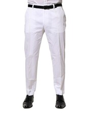 Dolce & Gabbana White Cotton Dress Slim Formal Men's Pants
