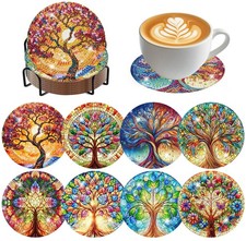 8 Pcs Tree Of Life Diamond Art Coasters 5D DI...