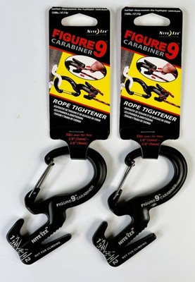 Nite Ize Figure 9 Carabiner Iodized Aluminum Lot of 2 3mm to 9mm Cord NEW