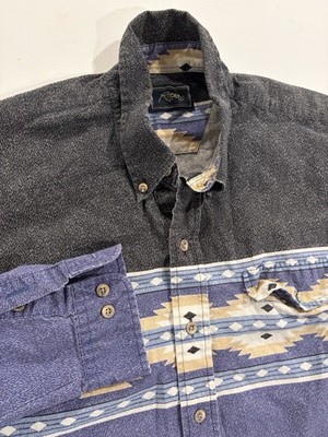 Vtg ROPER Western Cowboy Rodeo Native Ranch Shirt SW Design L Cotton Button Up
