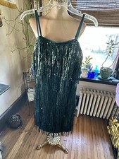 SHEIN Forest Green Women’s Sequin Fringe Dress Sz. S/M NWOT Fun&Flirty