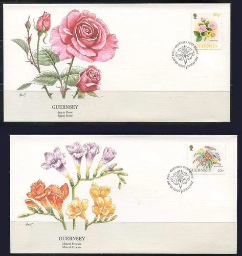 Guernsey: 1992 Garden Flowers Audubon Society FDCs