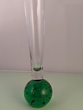 Vintage GREEN Controlled Glass Bubble Bud Vase